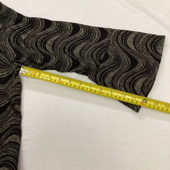 Ali Miles Women's Jacket M Black Metallic Wave Print Button Front Bell Sleeve - Picture 8 of 8